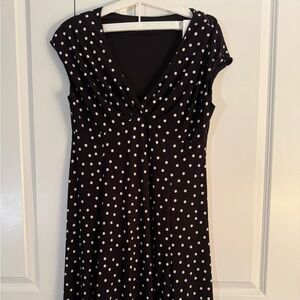 Evan Picone Black Dress with White Polka Dots size 14